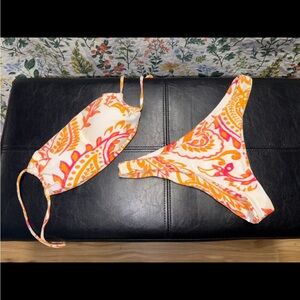 SHEIN Orange and Pink Paisley Bikini